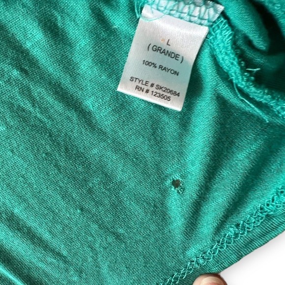 Rouge Red Women's Large Sleeveless Cowl Blouse Green Draped Tank Top L Rayon - Picture 8 of 8